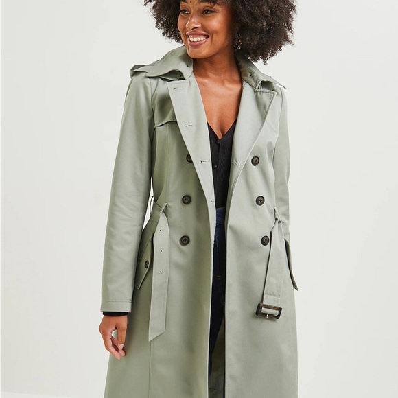 RUDSAK Women's Vintage Rare Sea Moss Green Trench Coat | M - Picture 13 of 14
